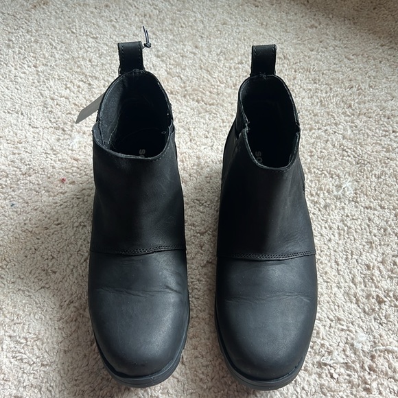 NIB SOREL Emelie Chelsea Black Waterproof Slip-On Booties Boot 8 - Picture 2 of 7